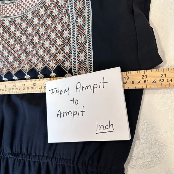 Madewell Women's Size 10 Dress Starflower Embroidered Black 100% Silk - Picture 4 of 13